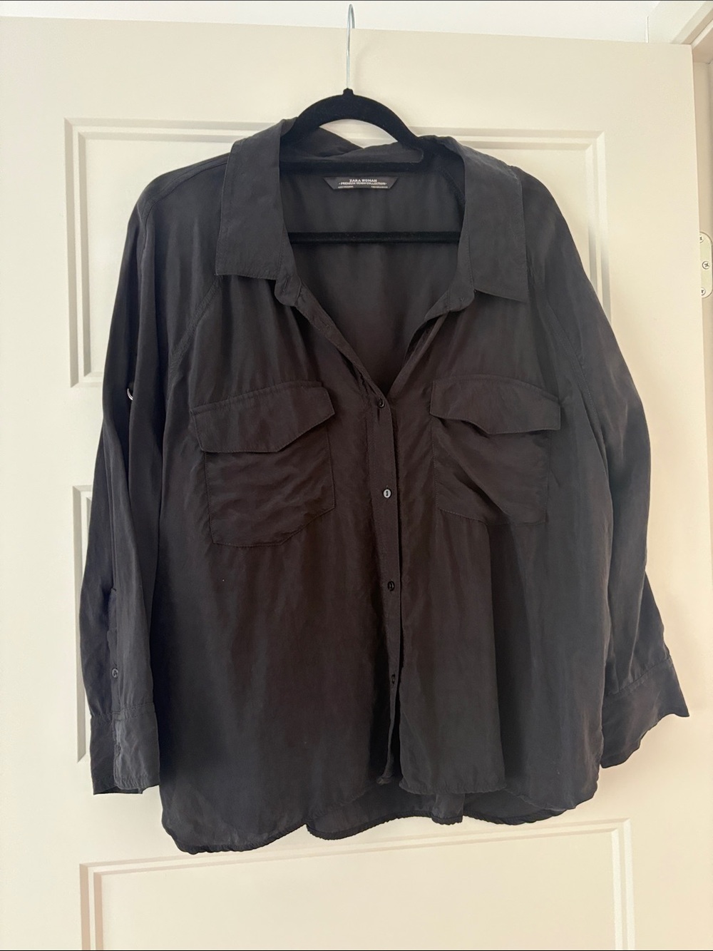 Zara Woman Black Premium Denim Collection Shirt